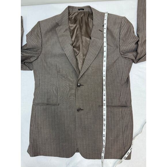 Vintage Y2K Express Design Studio Pinstripe Blazer Men Brown Vented Back 40R - Picture 3 of 12